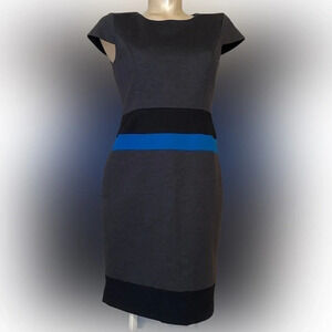 ANNE KLEIN women’s dress 6 small sheath career stretch knee AK grey blue nwt